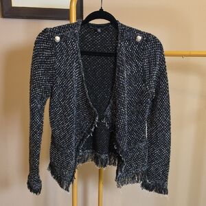 White House Black Market Black Tweed Metallic Thread Jacket Cardigan
